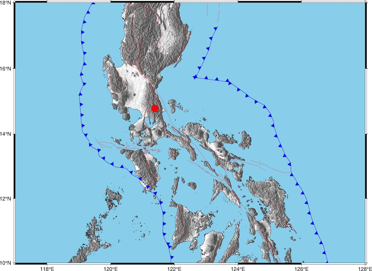 PHOTO: Map showing location of Quezon earthquake FOR STORY: Magnitude 5.1 earthquake sa Quezon, ramdam sa Metro Manila